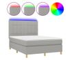 Легло с пружини, матрак и LED, светло сиво, 140x200 см, текстил thumbnail 2