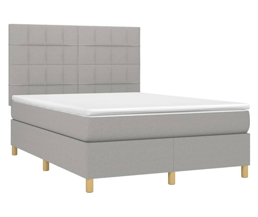 Легло с пружини, матрак и LED, светло сиво, 140x200 см, текстил - 3