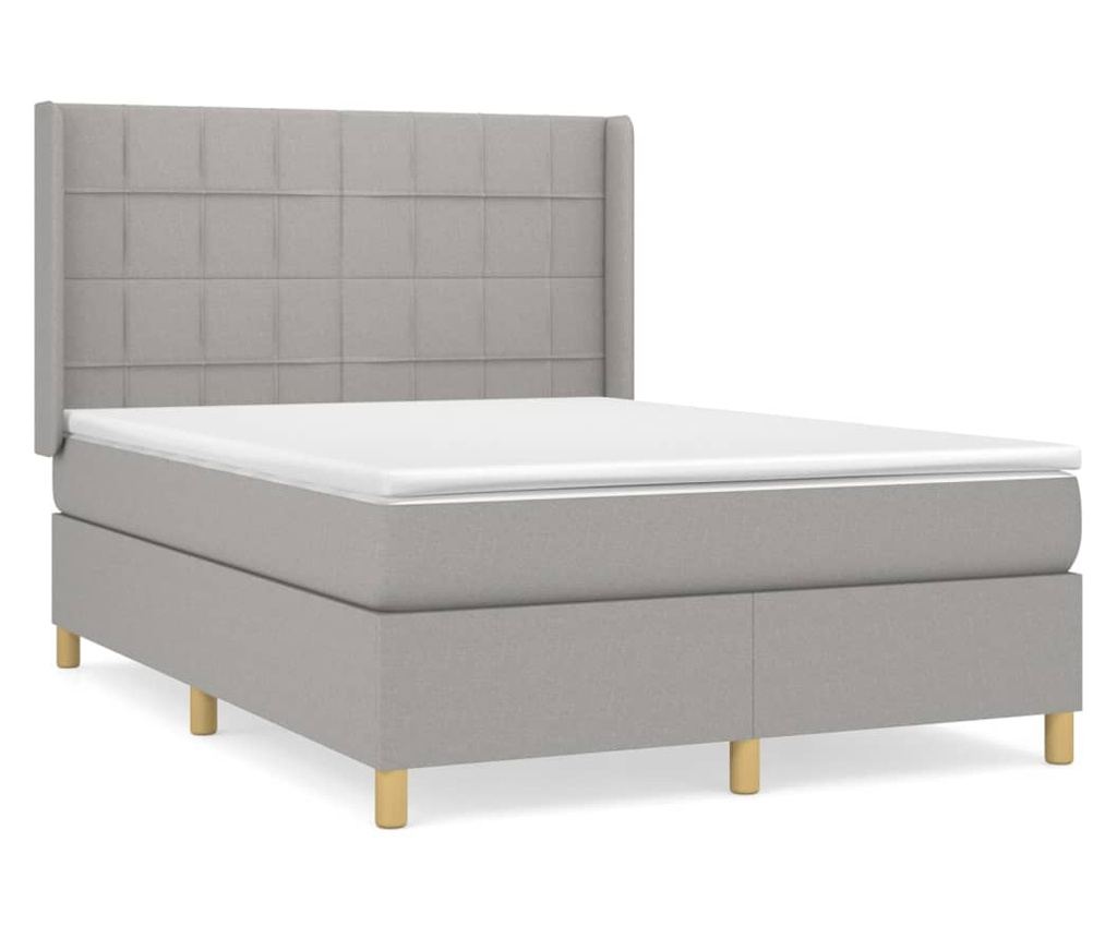 Континентално легло, светло сиво, 140x200 см, текстилен материал - 2