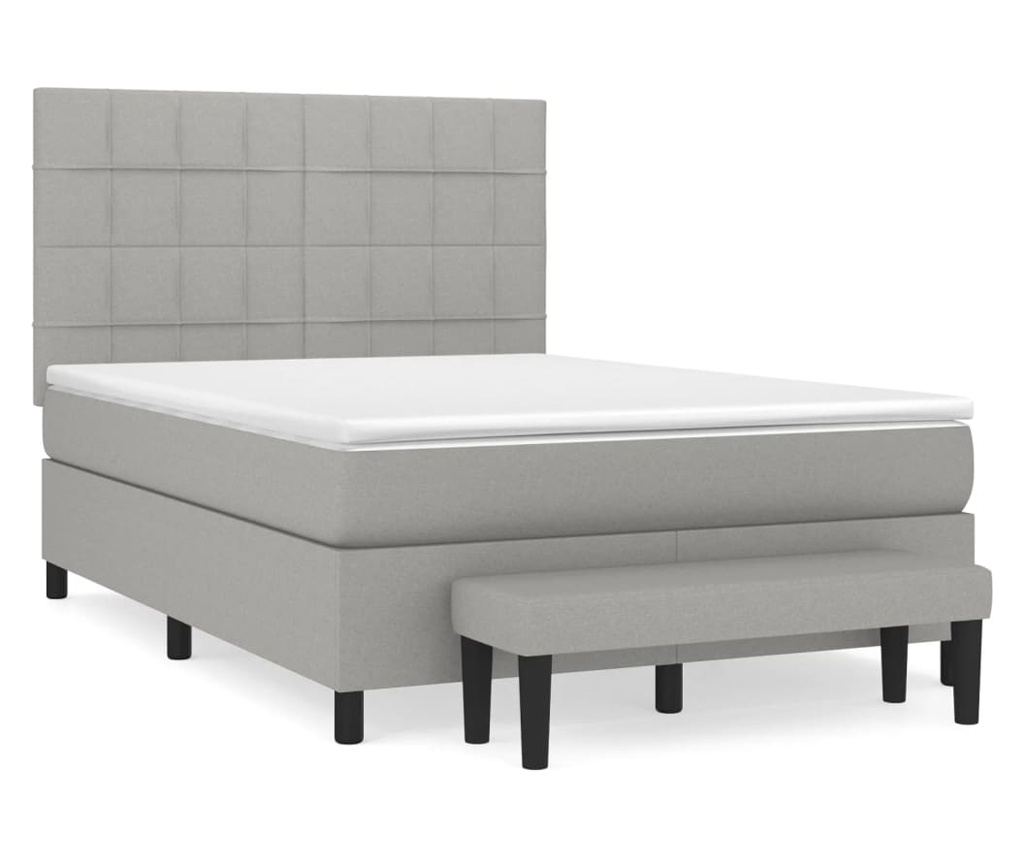 Continental bed, light gray, 140x200 cm, textile material - 2