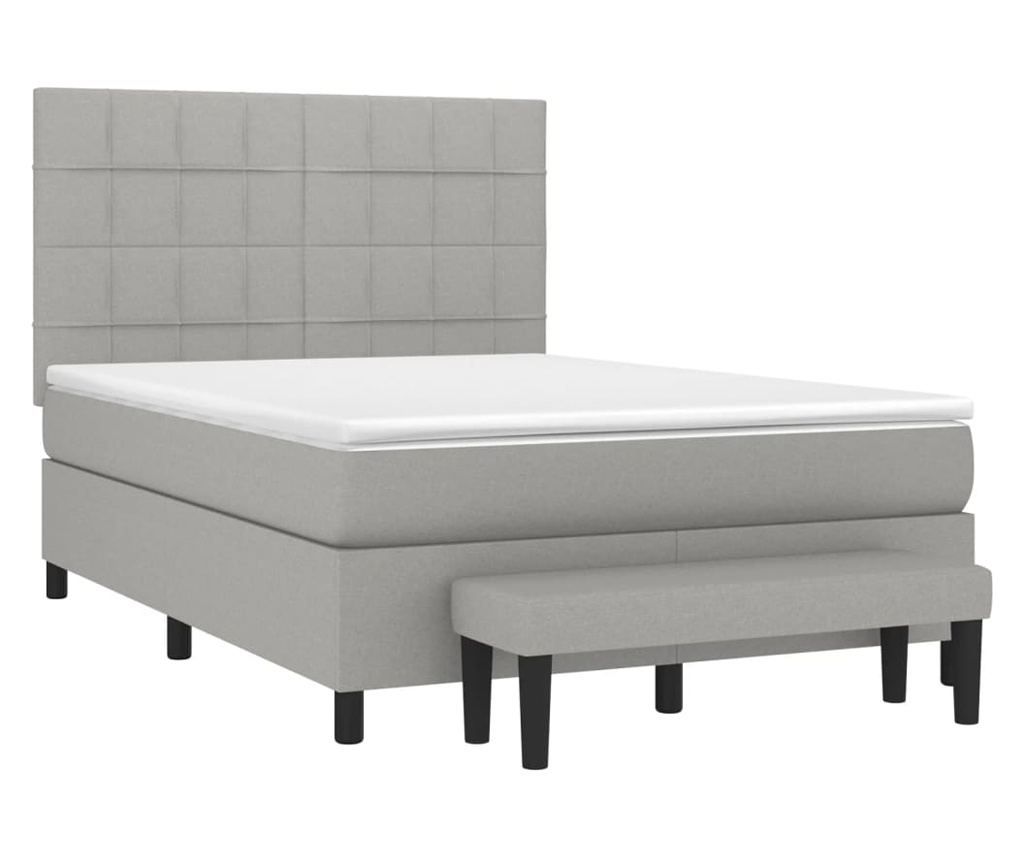 Continental bed, light gray, 140x200 cm, textile material - 3