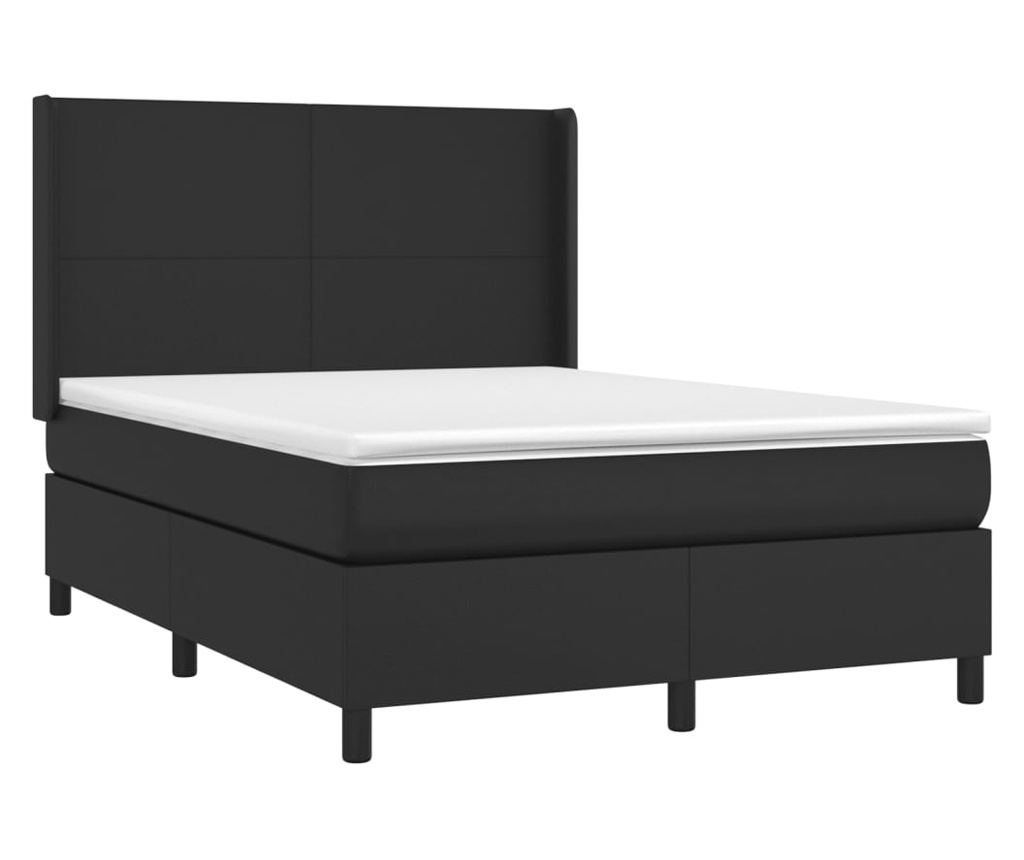 Pat box spring cu saltea, negru, 140x200 cm, piele ecologică - 3