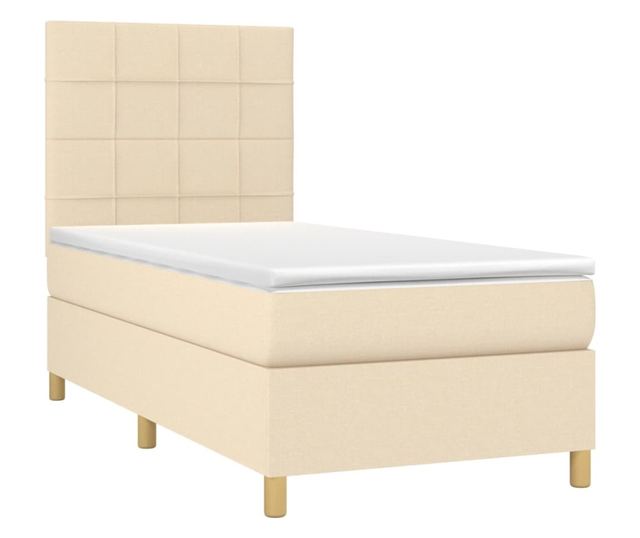 Пружинно легло с матрак и LED, кремаво, 80x200 см, текстил