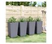 4 db szürke polipropilén kerti ültetőláda 32,5 x 32,5 x 57 cm