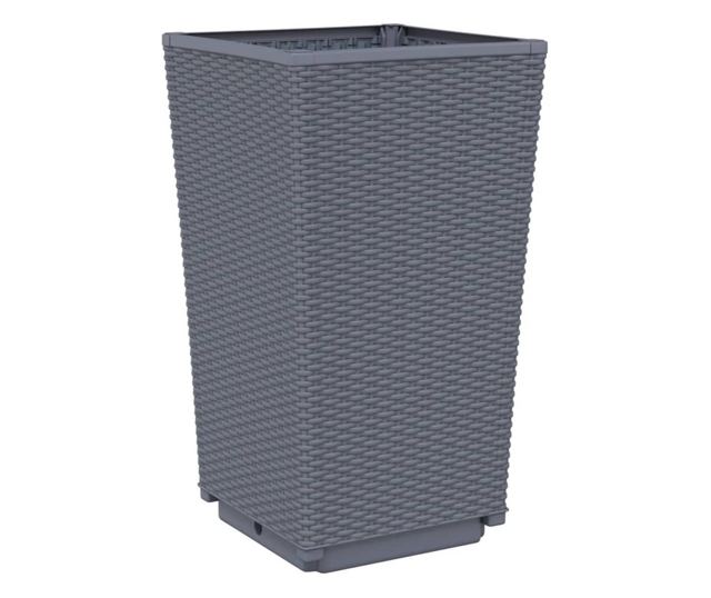 4 db szürke polipropilén kerti ültetőláda 32,5 x 32,5 x 57 cm