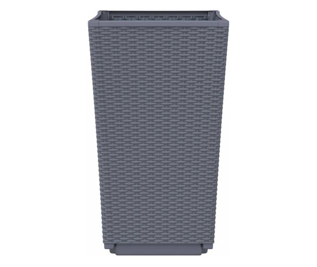 4 db szürke polipropilén kerti ültetőláda 32,5 x 32,5 x 57 cm