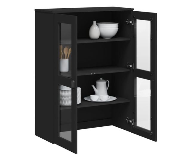 VIKEN fekete szerelt fa felső elem tálalószekrényhez