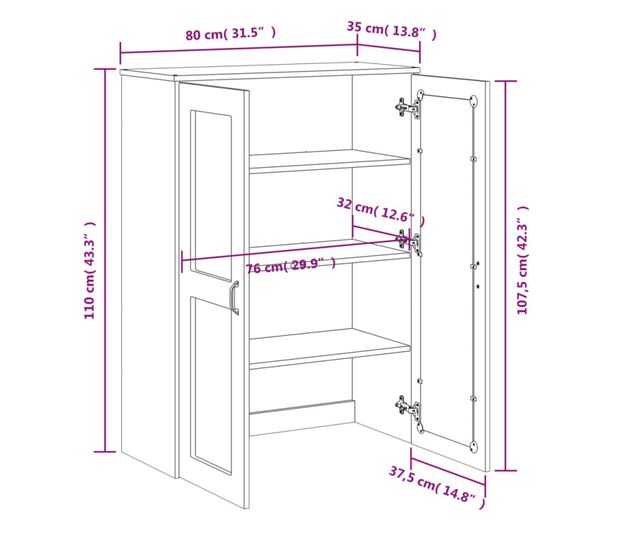 VIKEN fekete szerelt fa felső elem tálalószekrényhez