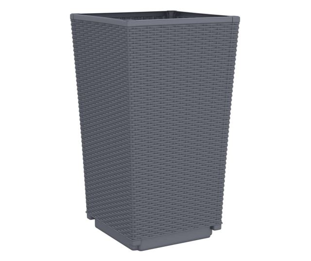 4 db szürke polipropilén kerti ültetőláda 32,5 x 32,5 x 57 cm