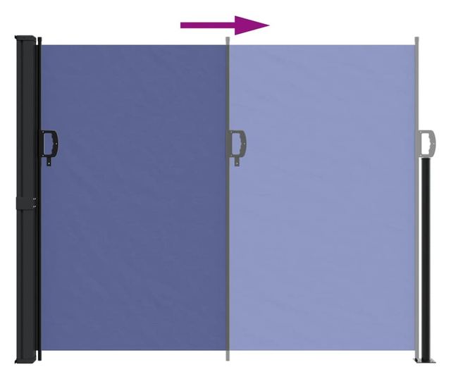 kék behúzható oldalsó napellenző 160 x 500 cm