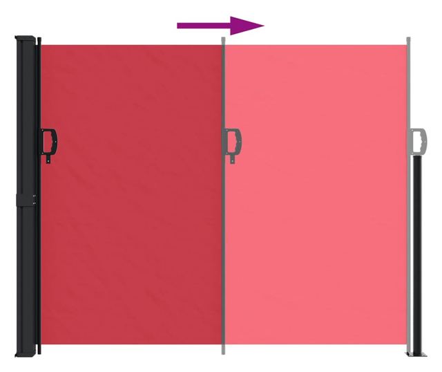 piros behúzható oldalsó napellenző 160 x 600 cm