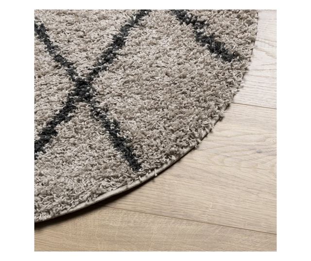 PAMPLONA bézs és antracit bolyhos modern szőnyeg Ø 280 cm