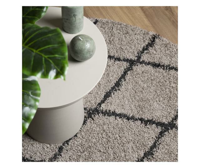 PAMPLONA bézs és antracit bolyhos modern szőnyeg Ø 280 cm