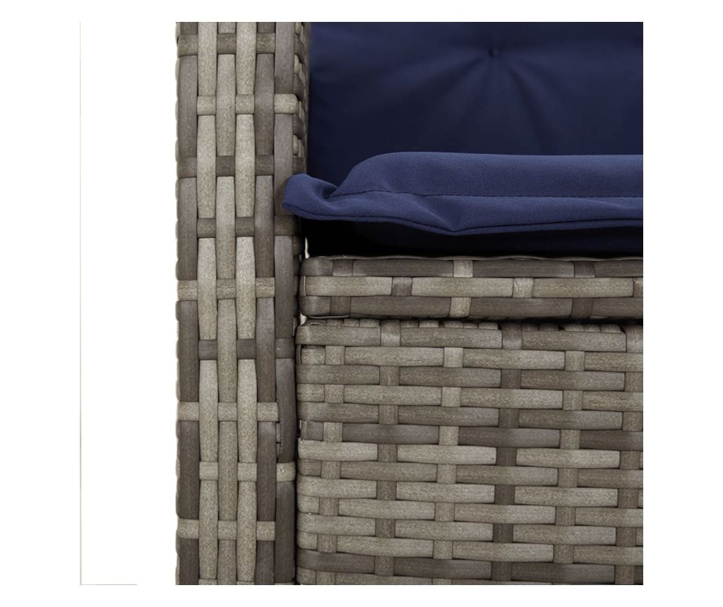 Накланяща се градинска пейка с възглавници сив полиратан - 7