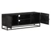 Comoda TV, negru, 110x30x40cm, lemn masiv de mango brut si fier