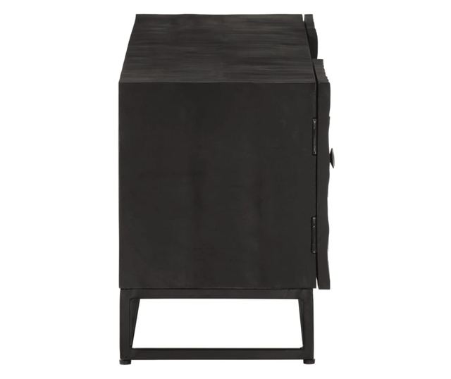 Comoda TV, negru, 110x30x40cm, lemn masiv de mango brut si fier