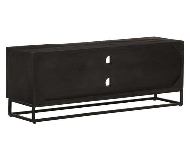 Comoda TV, negru, 110x30x40cm, lemn masiv de mango brut si fier