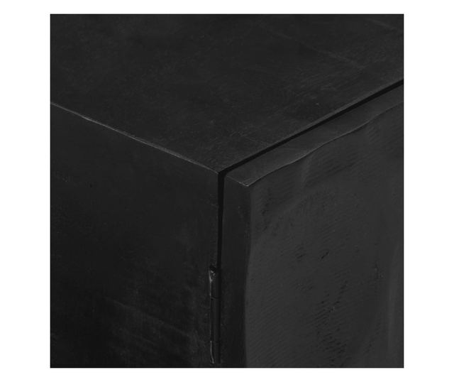 Comoda TV, negru, 110x30x40cm, lemn masiv de mango brut si fier