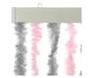 ezüstszürke és rózsaszín zsenília rovarfüggöny 118x220 cm