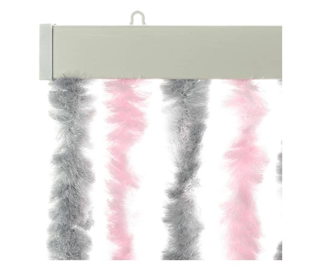 ezüstszürke és rózsaszín zsenília rovarfüggöny 118x220 cm