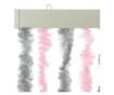 ezüstszürke és rózsaszín zsenília rovarfüggöny 56 x 200 cm