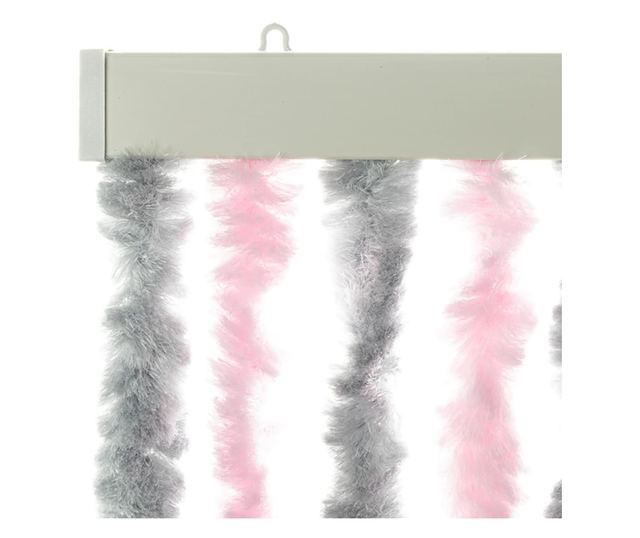 ezüstszürke és rózsaszín zsenília rovarfüggöny 56 x 200 cm