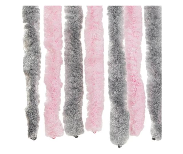 ezüstszürke és rózsaszín zsenília rovarfüggöny 56 x 200 cm