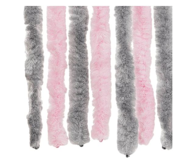 ezüstszürke és rózsaszín zsenília rovarfüggöny 118x220 cm