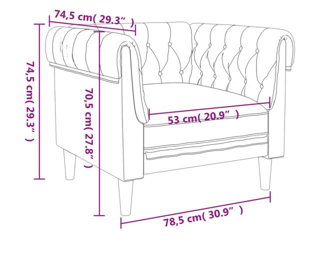 sötétbarna szövet Chesterfield kanapé