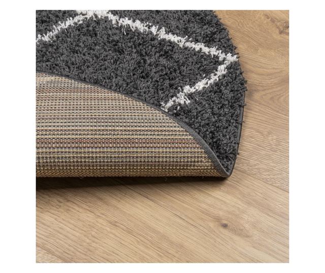 PAMPLONA fekete és krém bolyhos modern szőnyeg Ø 100 cm