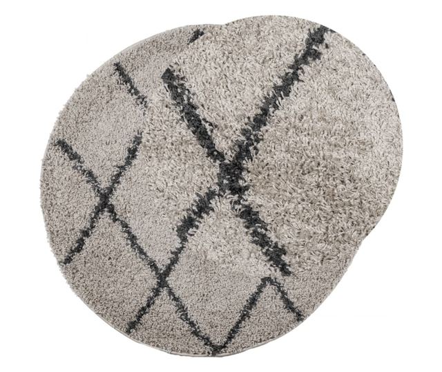 PAMPLONA bézs és antracit bolyhos modern szőnyeg Ø 280 cm