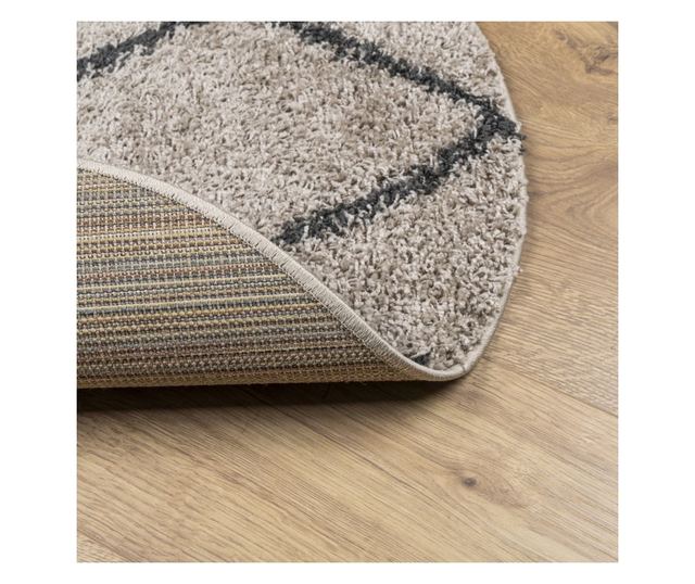 PAMPLONA bézs és antracit bolyhos modern szőnyeg Ø 280 cm