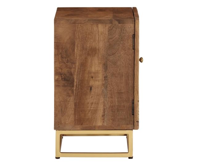 tömör mangófa és vas éjjeliszekrény 40 x 30 x 50 cm