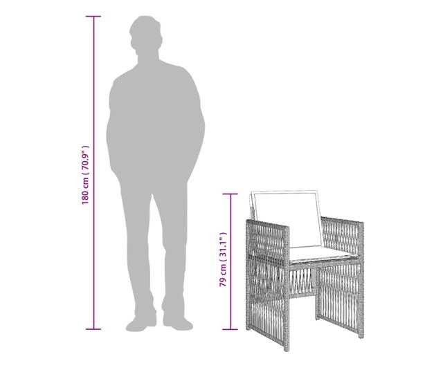 Градински комплект с възглавници 15 части полиратан светлосив