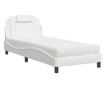 Легло с матрак, бяло, 90x190 см изкуствена кожа