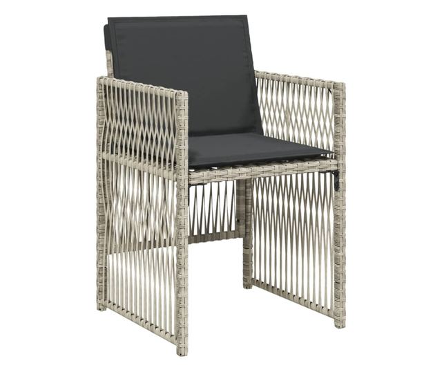 Градински комплект с възглавници 15 части полиратан светлосив