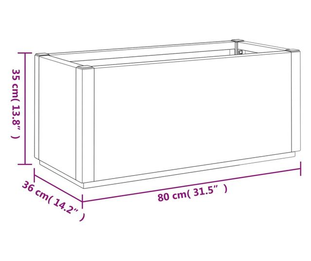 sötétszürke polipropilén kerti ültetőláda 80 x 36 x 35 cm