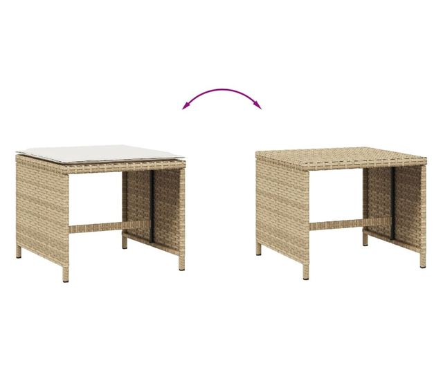 4 db bézs polyrattan kerti szék párnával 40x40x35 cm