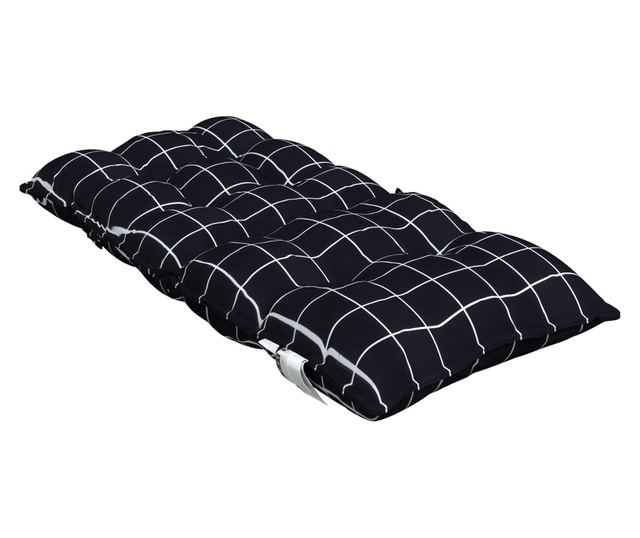 6 db fekete kockás oxford szövet alacsony háttámlájú székpárna