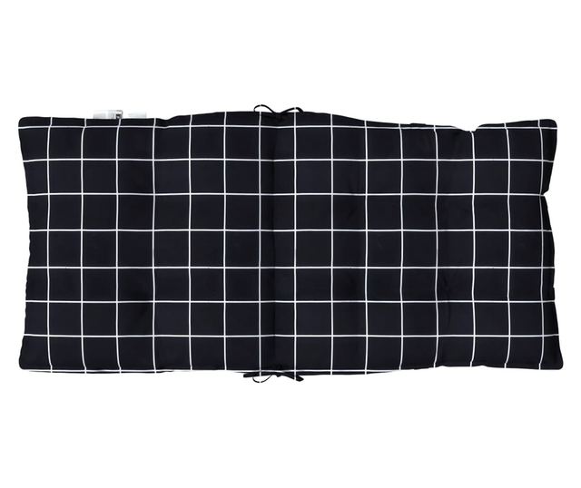 6 db fekete kockás oxford szövet alacsony háttámlájú székpárna