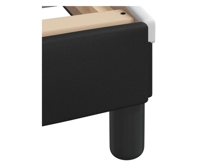 Легло с матрак, черно и бяло, 100x200 см, изкуствена кожа