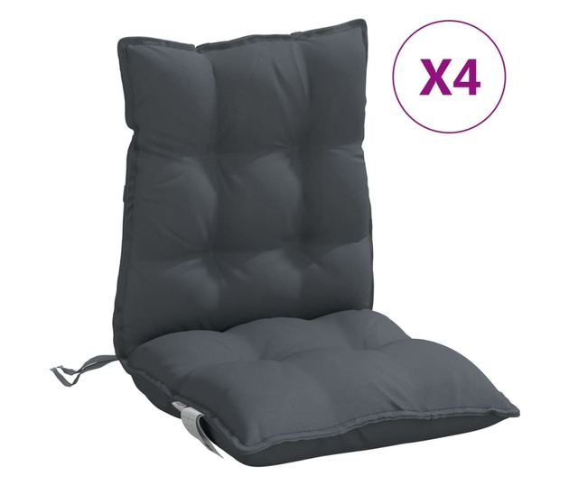 4 db antracitszürke oxford szövet alacsony háttámlájú székpárna