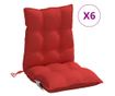 6 db piros oxford szövet háttámlás székpárna