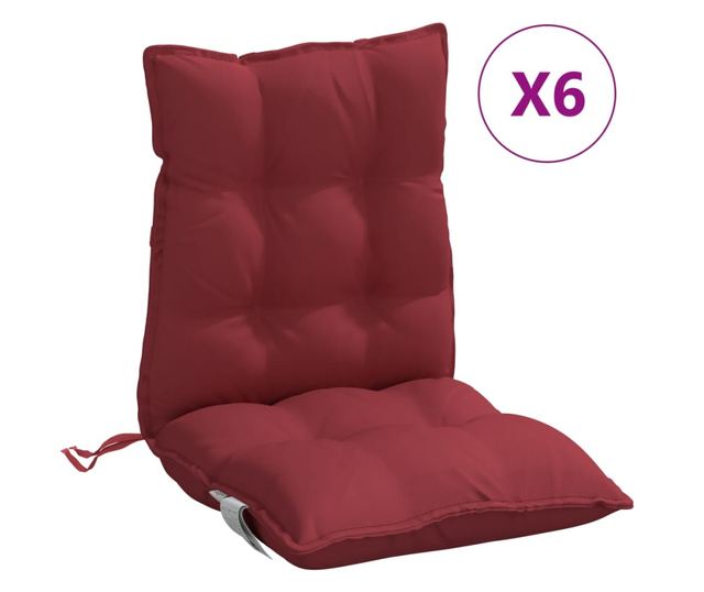 6 db bordó oxford-szövet alacsony háttámlájú székpárna