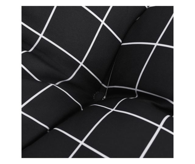 6 db fekete kockás oxford szövet alacsony háttámlájú székpárna