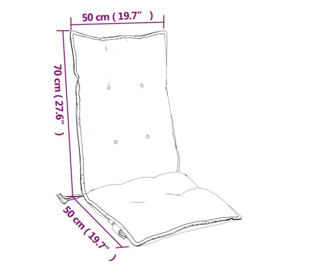 4 db fekete oxford-szövet magas háttámlájú székpárna