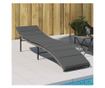 szürke polyrattan napozóágy párnával 55x199x50 cm