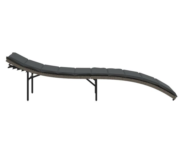 szürke polyrattan napozóágy párnával 55x199x50 cm