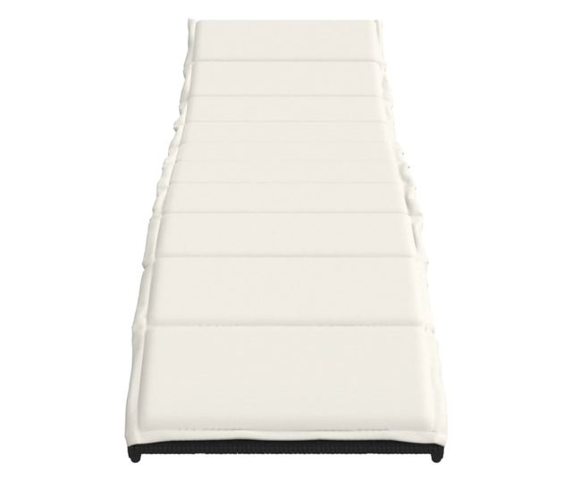 fekete polyrattan napozóágy párnával 55x199x50 cm