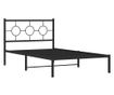 fekete fém ágykeret fejtámlával 107 x 203 cm